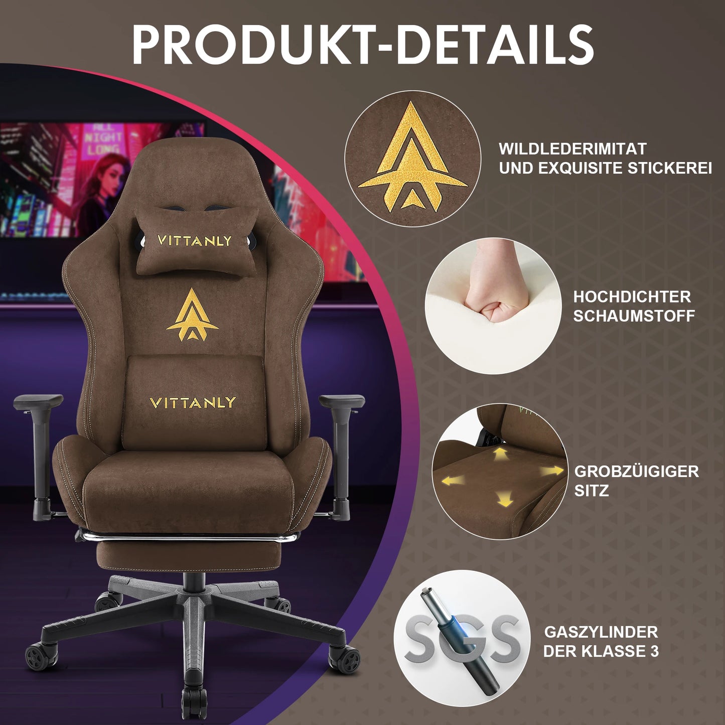 Vittaly – Chaise Gaming Ergonomique