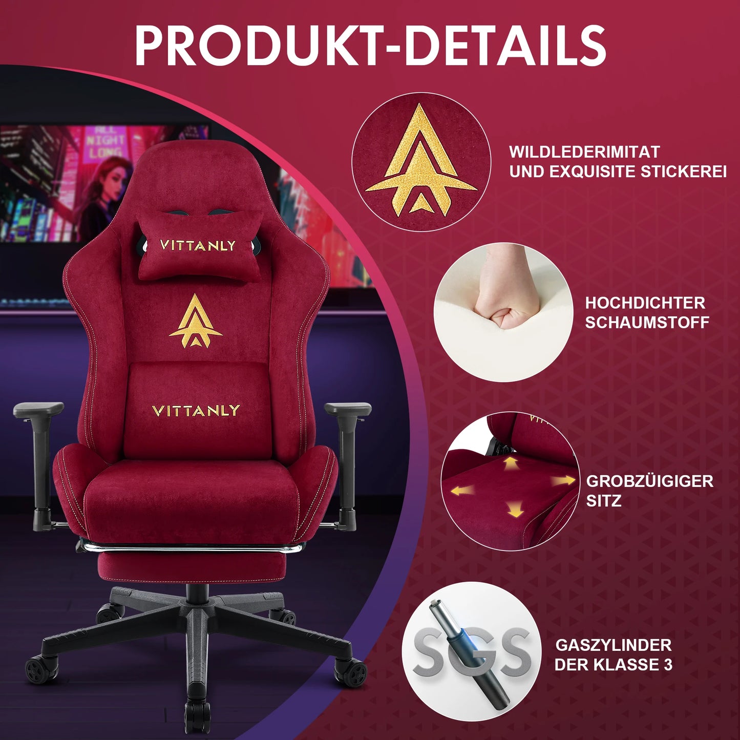 Vittaly – Chaise Gaming Ergonomique
