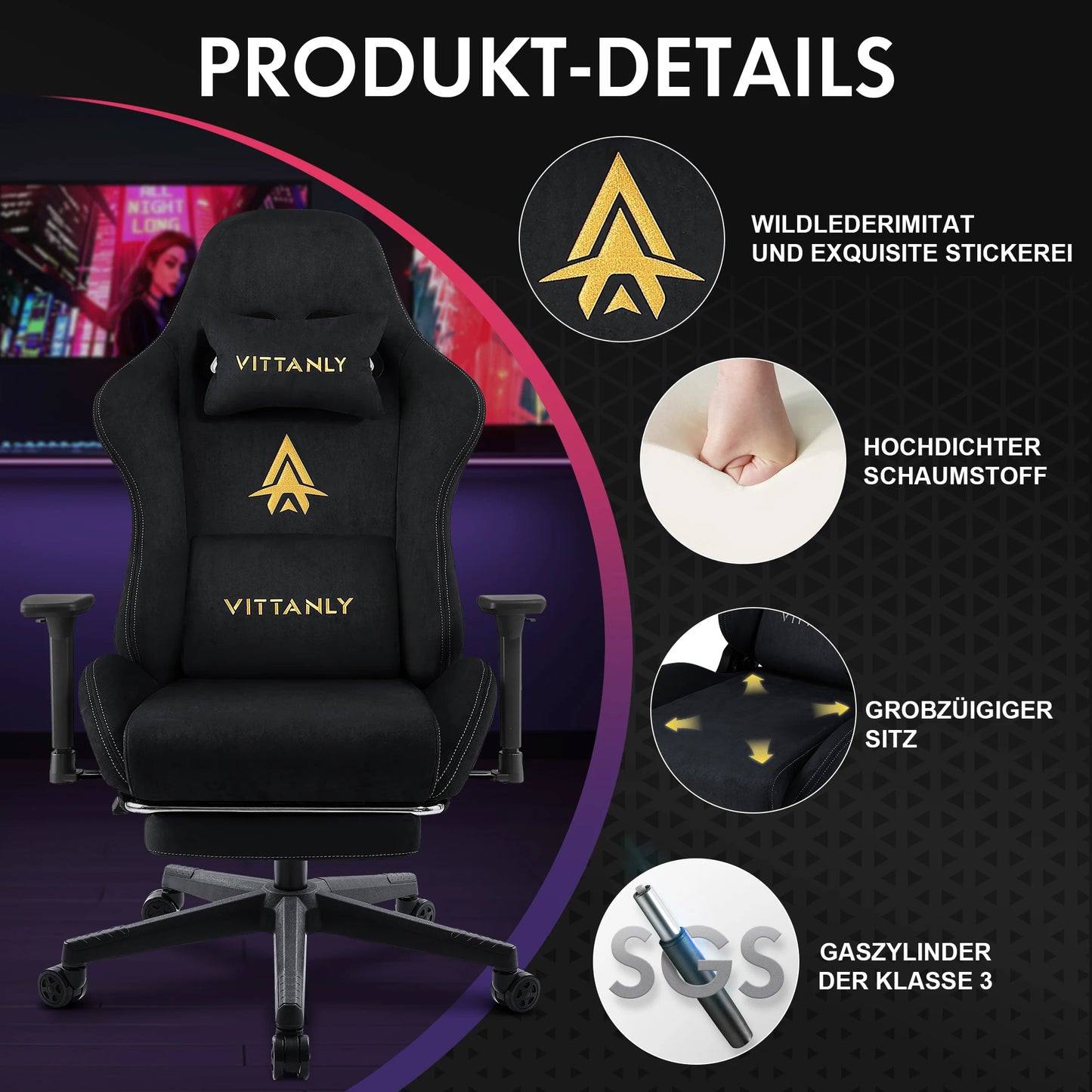 Vittaly – Chaise Gaming Ergonomique