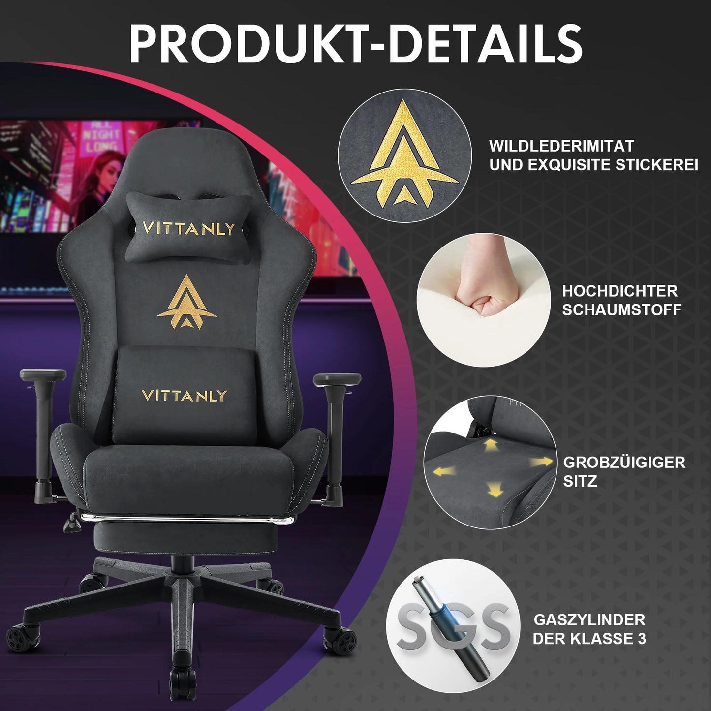 Vittaly – Chaise Gaming Ergonomique