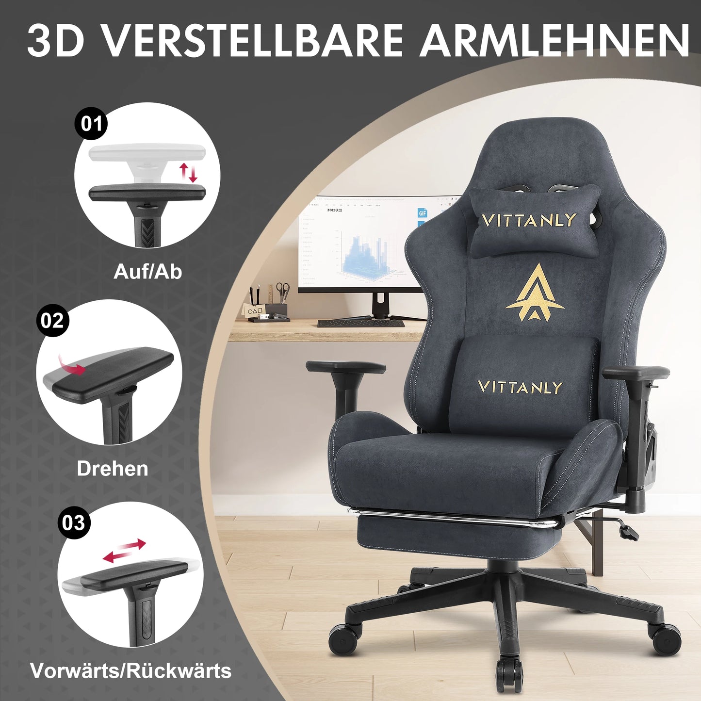 Vittaly – Chaise Gaming Ergonomique